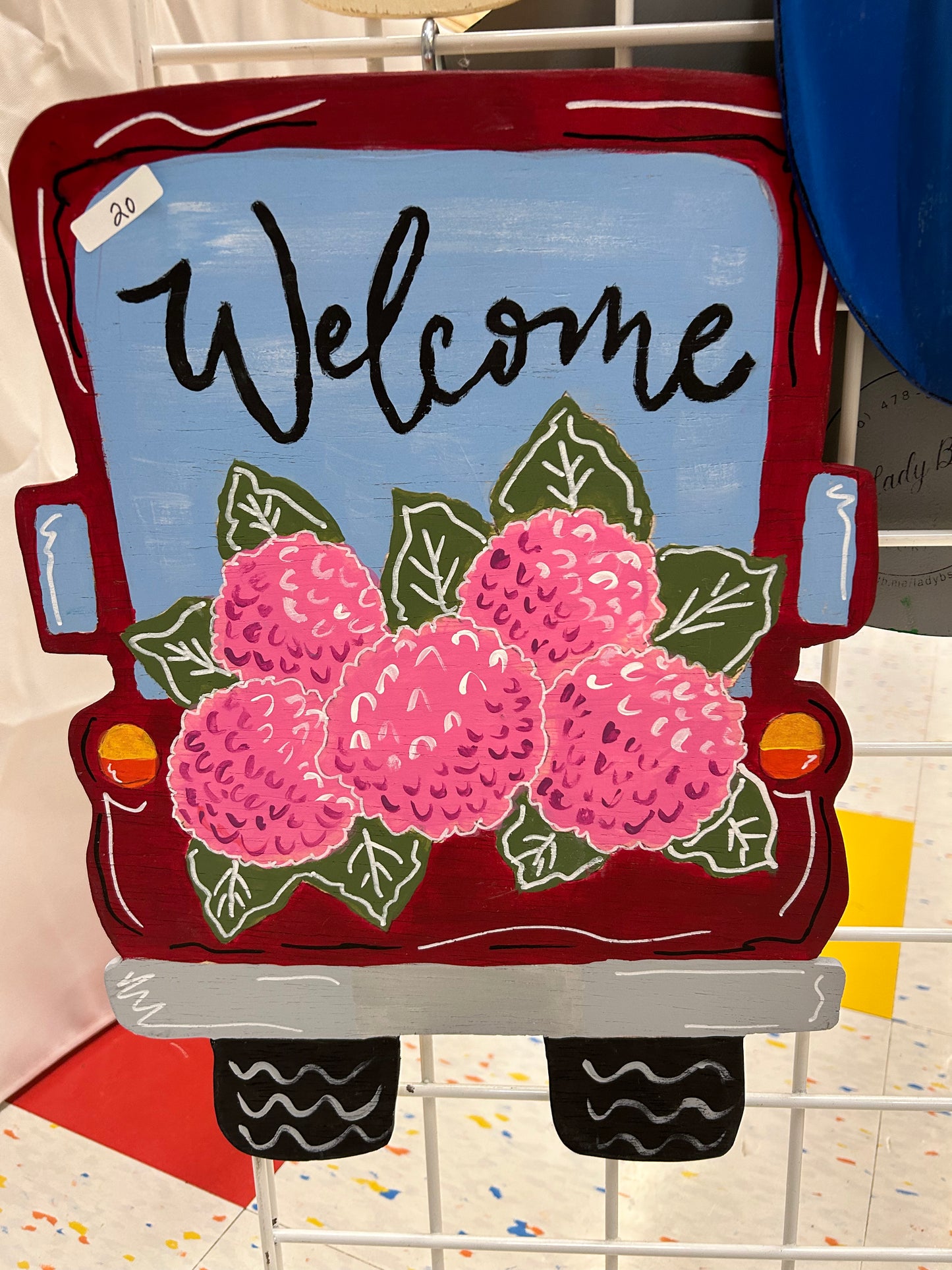 Red truck with Hydrangeas